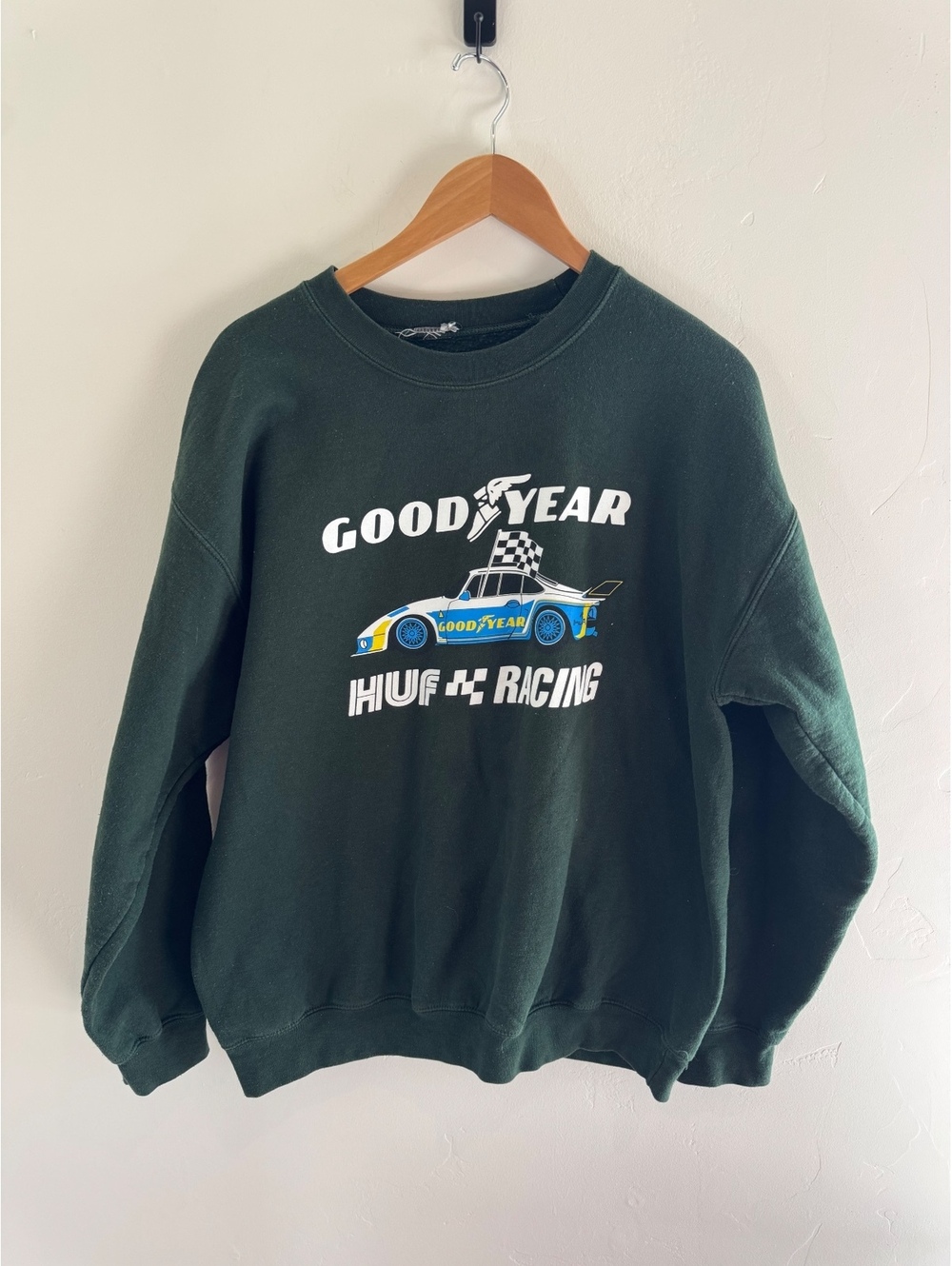 Goodyear HUF Racing Graphic Sweatshirt Green Unisex Small